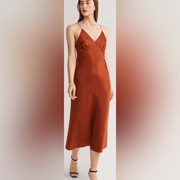 Lily Silk 100% Silk V Neck Silk Slip Dress With Pearl Detail Sz 12